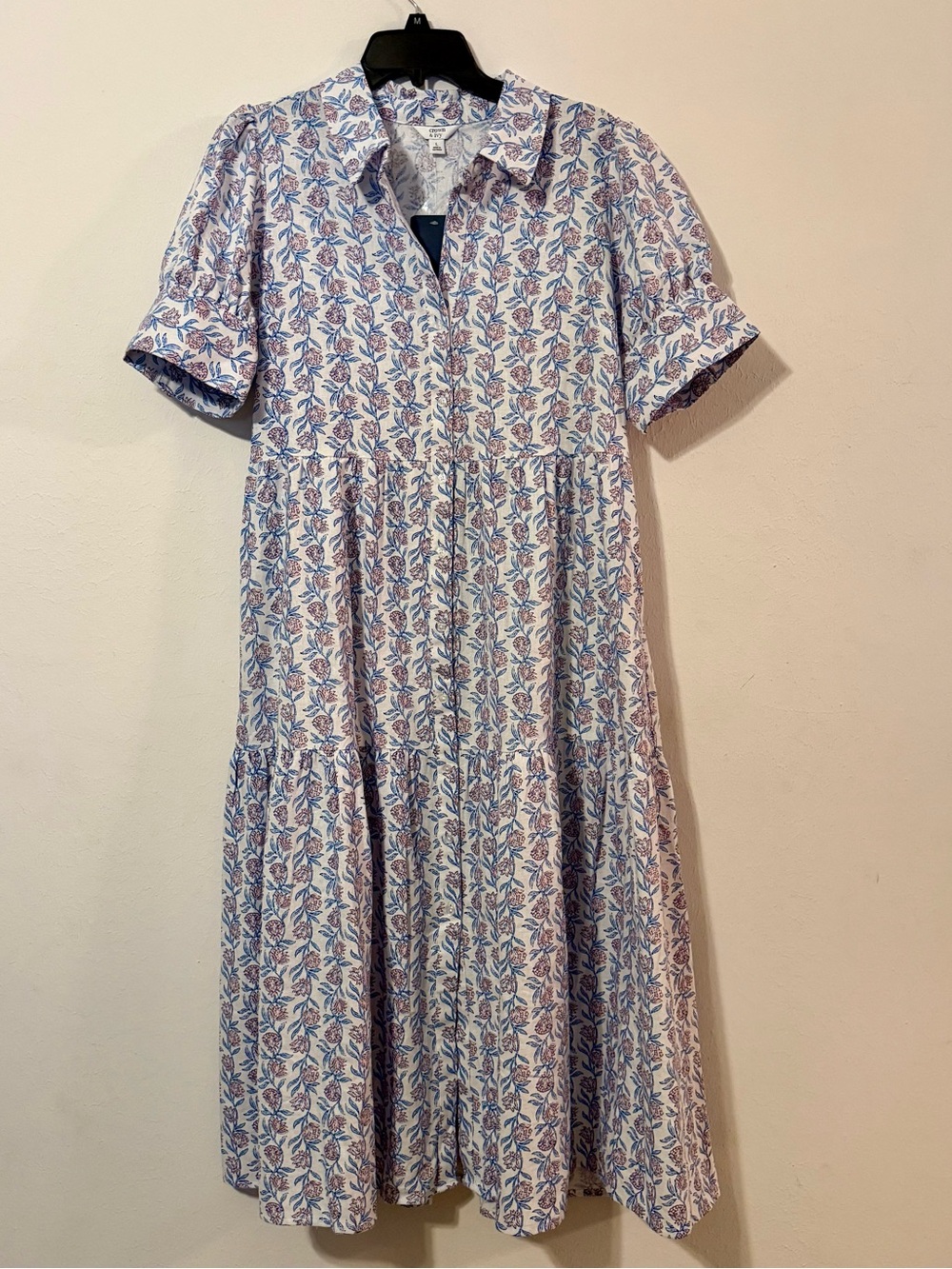 crown & ivy White Floral Button-Front Midi Dress